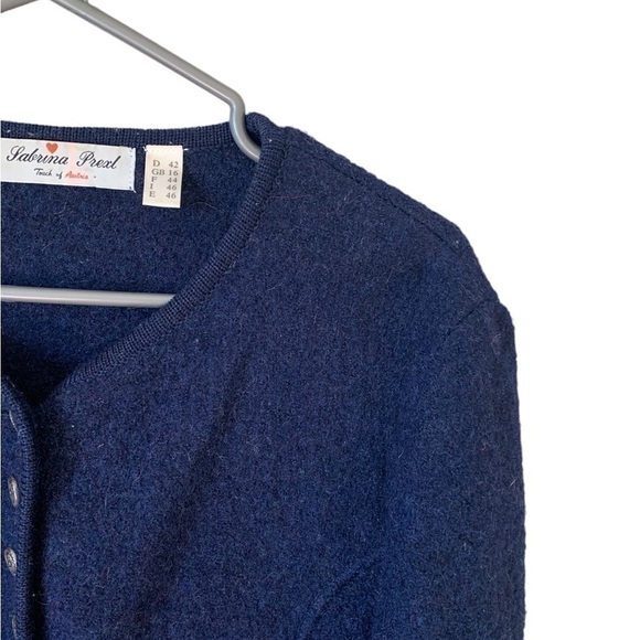 𝅺vintage Navy Blue Button Up Sweater - 100% Wool - Picture 3 of 6